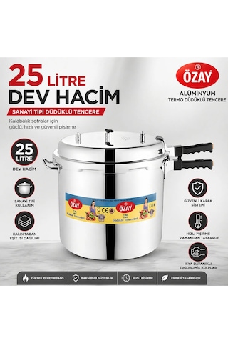 Özay Termo Düdüklü Tencere 25 Litre Aliminyum