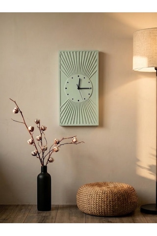 Kaveld Solaria Minimalist Duvar Saati - Modern Bohem Güneş Işınları Motifli Saat, Özel El Yapımı Duvar Saati Beyaz Açık Adaçayı
