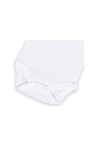 Novibaby 3-6 Ay Jakarlı İp Askılı Beyaz Bebek Atlet Body Zıbın Çıtçıtlı 100% Pamuk Beyaz