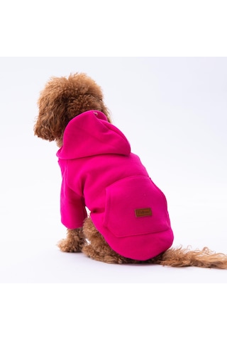 Pembe - Fuşya Kanguru Cepli Kedi-köpek Hoodie- Sweatshirt Kedi Köpek Kıyafeti
