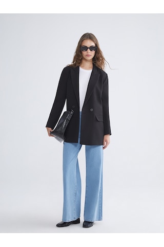 Lcw Modest Siyah Düğme Detaylı Kadın Blazer Ceket