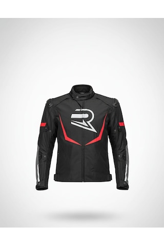 Revo Hawk Kırmızı 3 Katmanlı 4 Mevsim Unisex Motosiklet Montu + Eldiven Ve Buff