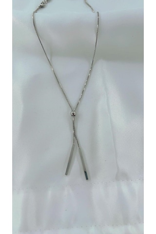 Kadın Ayarlana Bilinir Zincir Çelik Kolye Gümüş Renk
