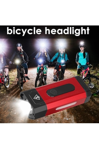 Xbyc 6127 800 Lümen Bisiklet Ön Lamba Far Aydınlatma Usb Şarjlı Kırmızı Siyah