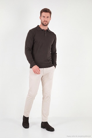 Buratti Pamuklu Regular Fit Düğmeli Uzun Kollu Polo Erkek Polo 7024733 Kahve