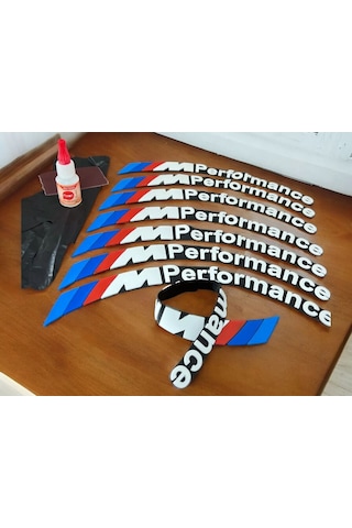 M Performance Motorsiklet Ve Otomobil Araç Lastik Yazısı 2.5 Cm 8 Adet Yapıştırıcı Arma Sticker