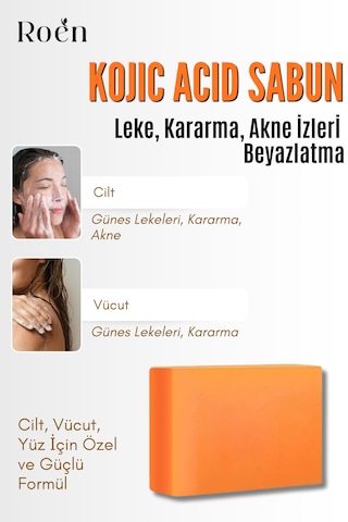 Doğal Kojik Asit Sabunu, Cilt Beyazlatıcı, Leke Giderme, Kararma, Akne, Güneş Lekeleri 110gr Kokusuz
