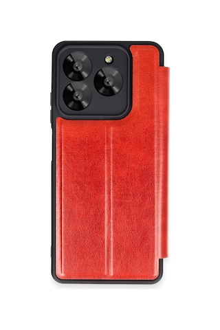 General Mobile Era 50 Kapaklı Kılıf İçi Süet Kaplı Ve Kartlıklı Pu Deri Kapak Ryc/flip Cover Kırmızı