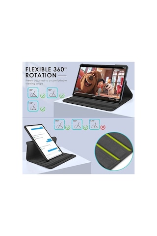 Samsung Galaxy Tab A11 / A9 8.7 İnç Tablet Uyumlu 360 Döner Pu Deri Kılıf Seti Sm-x110 Kapaklı Kılıf