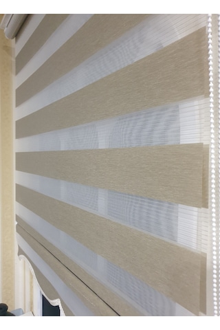Zebra Stor Perde Organze Bej Etek Dilimli Stb905 Bej