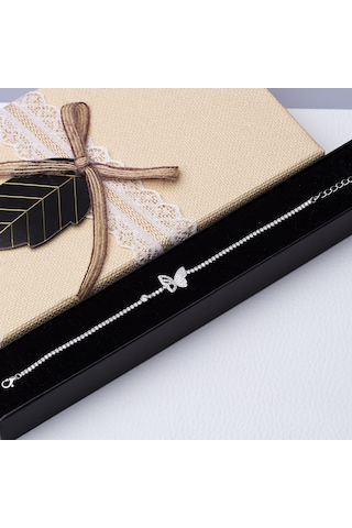 Kelebek Model 925 Ayar Gümüş İnce Suyolu Kadın Bileklik Gümüş