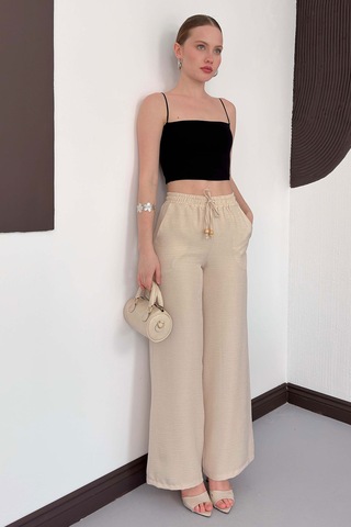 Verymoda Keten Pantolon D2381 Taş