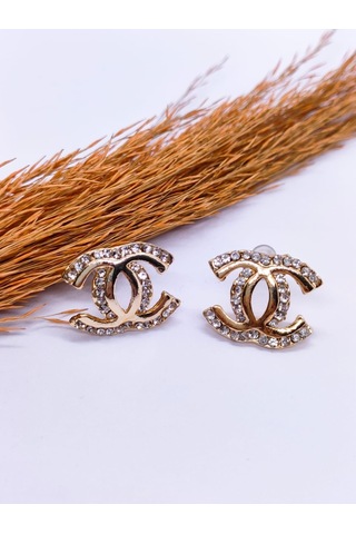 Sapphire Store Gold Renk Taşlı C &C Küpe Altın