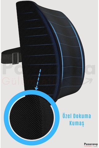 Overpazar Sırt Yastığı Sırt Minderi Sandalye Yastığı Koltuk Sırt Minderi Ortopedik Minder Bel Minderi 33x35 CM Siyah Siyah