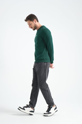 Shooter Sportwear Shooter Erkek Üç İplik Sweatshirt Regular Fit Pamuklu Bisiklet Yaka Günlük Spor Basic Koyu Yeşil