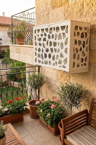 Klima Motoru/dış Ünite Gizleme/koruma Kafesi Xl 120x62x150 H Stone Beyaz