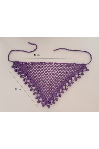 Anne-kız File Pullu Örgü Bandana-yazlık-saç Bandanası -plaj Uyumlu-mor