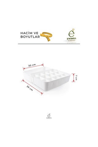 Evonıta Çok Bölmeli Çekmece İçi Düzenleyici Organizer Çorap, İç Çamaşırı Ve Aksesuar Saklama Kutusu Beyaz