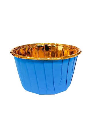 Trend Hediye Sepeti 25'li Mavi Gold Muffin Kek Kalıbı, Kek Kapsülü Cupcake Kalıbı, Airfryer Uyumlu Sku: Smg8690010590497 Açık Gri