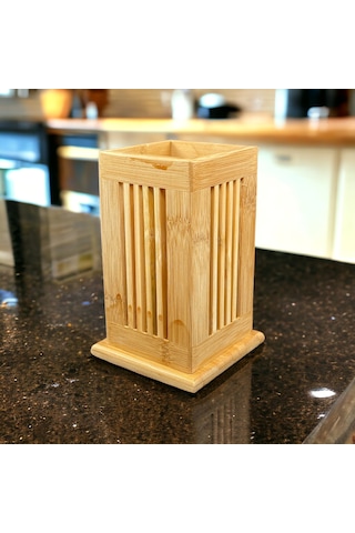 Tezgah Masa Üstü Bambu Kaşıklık Organizer Çok Amaçlı Düzenleyici