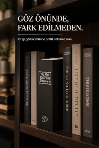 Busstier Kitap Görünümlü Gizli Kasa, Anahtarlı Kilitli Saklama Kutusu, Ev Ve Ofiste Değerli Eşyaları Düzenli Saklamak İçin, 180 X 115 X 55 Mm