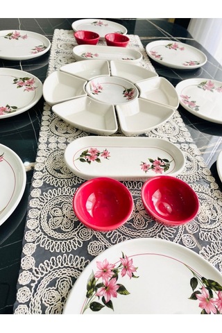 Kar Çiçek 8 Kişilik 21 Parça Kahvaltı Takımı Pembe