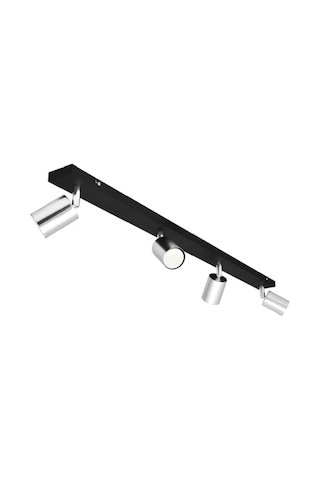 Mylights Gu10 Dörtlü 4 Lü Siyah Gövde Krom Başlıklı Hareketli Tasarruflu Led Tavan Spot Avize Krom