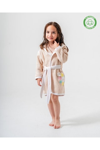 Çiçekli Bornoz Bej Bej