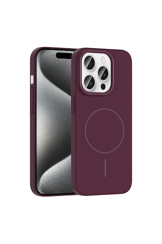 Apple Uyumlu iPhone 15 Pro Max Kılıf İnce Magsafe Kamera Yükseltili Yumuşak Silikon Ata Pro Tech Lacivert