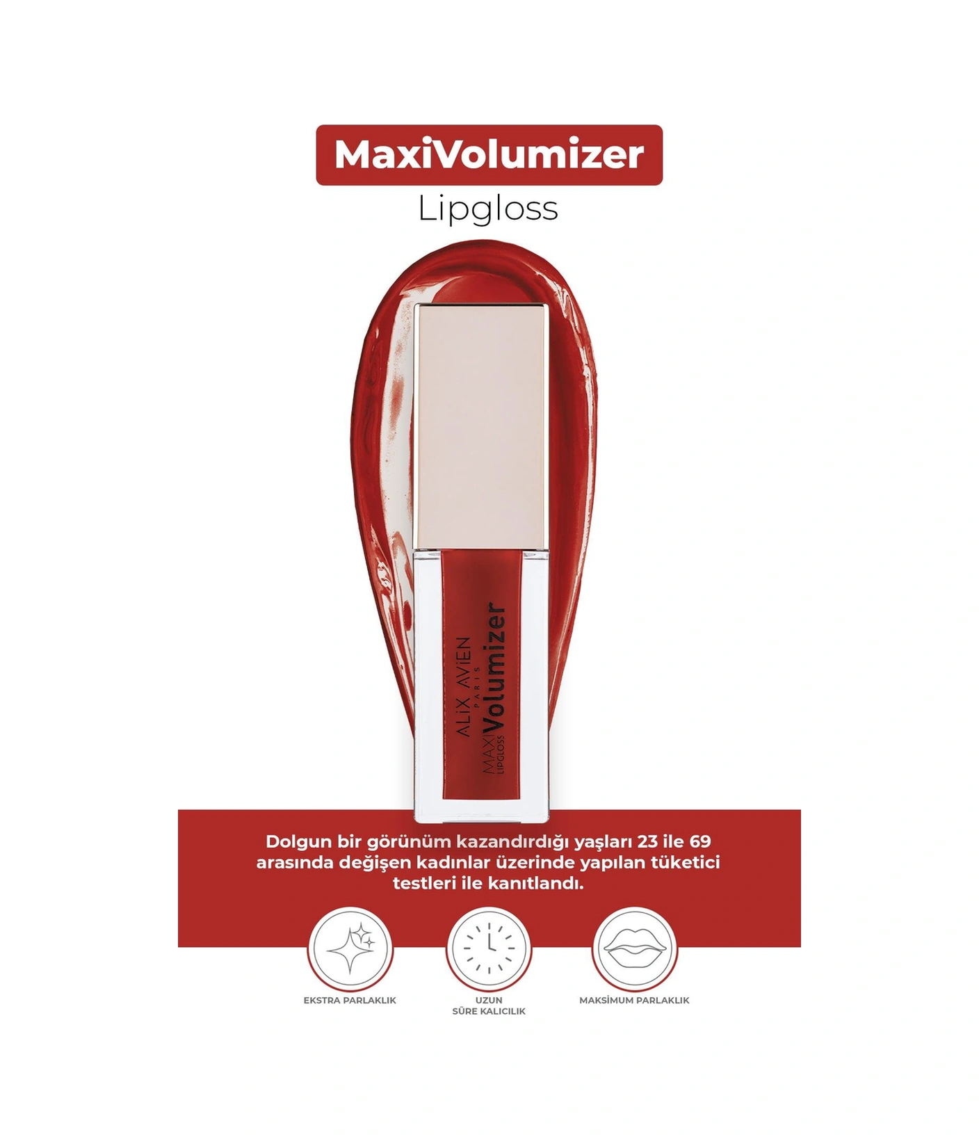 Alix Avien Maxivolumizer Lipgloss 220 Luscious Cherry Kalıcı Ve Nemlendirici Ruj Dolgunlaştırıcı Etki