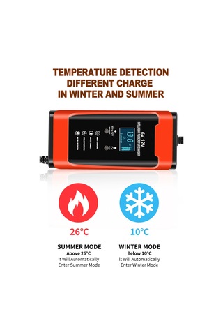 Symbee 6v 12v Akıllı Araç Şarj Cihazı - Motor Ve Otomobil Aküleri İçin Hızlı Onarım Şarj Aleti Kırmızı, Evrensel