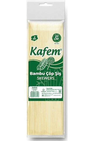 Kafem Bambu Çöp Şiş 25 cm 3 MM 100 Lü x 50 Paket