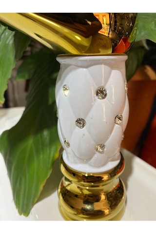 İsaoğlu Yapı Gold Lavabo Bataryası Altın Lavabo Musluk Taşlı Özel Tasarım Altın Batarya Gold