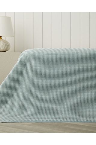 Modern Grid Tek Kişilik Pike 150x220 Cm Seledon