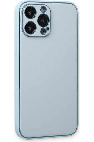 Cosmotex Newface Apple iPhone Uyumlu 14 Pro Kılıf Coco Deri Silikon Kapak - Sky Blue