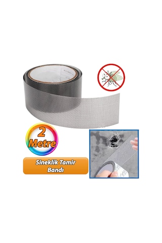 Yapışkanlı Sineklik Tülü Tamir Bandı Yırtık Kopmuş Delik Fiber Tül Yapıştırma Siyah 48 Mm X 2 Metre 2 M