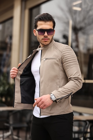 Mero Life Erkek Krem Su Ve Rüzgar Geçirmez Slim Fit Astarlı Mevsimlik Mont Krem