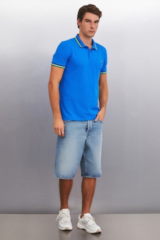 Grımelange XANDER Erkek Saks Mavi Polo Yaka T-shirt