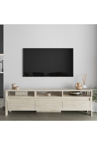 Atlas 3 Kapaklı Tv Ünitesi 160 Cm Traverten