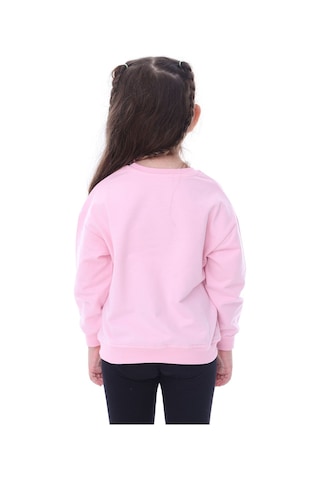 Zuzunga Basic Düz Renk Pembe Fırçalı Yumuşak %100 Pamuk Sweatshirt Pembe