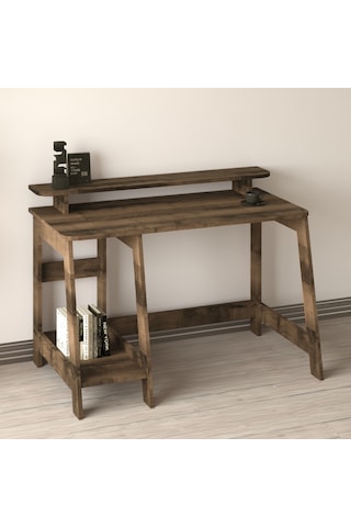 Country Ergonomik Çalışma Masası, Modern Bilgisayar Masası - Antik Ceviz