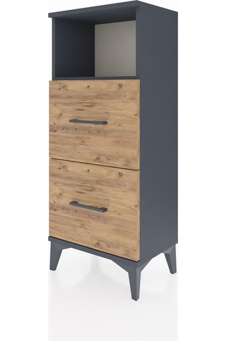 Arges Komodin Tek Raflı 2 Çekmeceli 44x30x106 Antrasit-çam Antrasit
