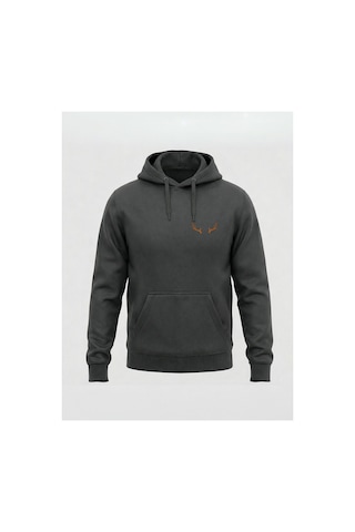 North Whiskers Mini Geyik Boynuzu Baskılı Unisex Antrasit Hoodie Antrasit - 827323213 Antrasit - 827323213 Antrasit