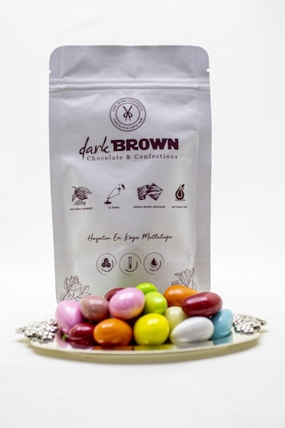 Dark Brown Bademli Çikolata Dolgulu Renkli Draje Çikolatası 1 KG