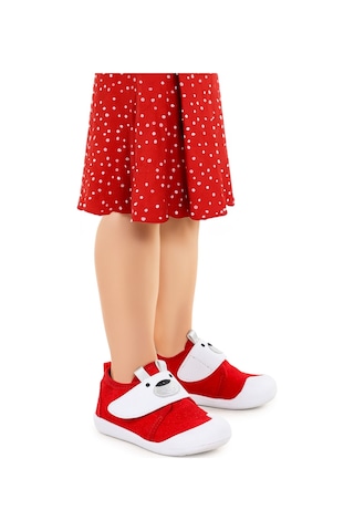 Kiko Kids Winni Cırtlı Kız Bebek İlk Adım Panduf Ayakkabı Kırmızı