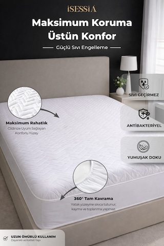Aquasoft Kapitone Fitted Su Geçirmez Yatak Koruyucu Alez Full Kenar Tek Çift Battal Bebek Çocuk Beyaz