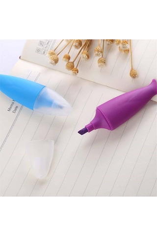 6lı Balık Kuyruk Fosforlu Kalem - Çok Renkli