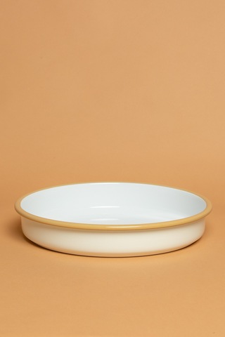 Crema Di Siena Emaye Yuvarlak Krem Fırın Tepsisi Ebutay Krem