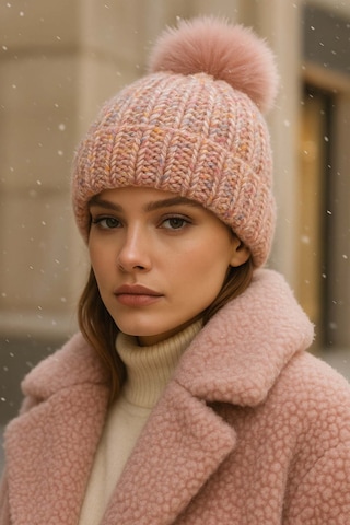 Ponpon Detay Kadın Bere Rkş-1142 Pudra Pudra