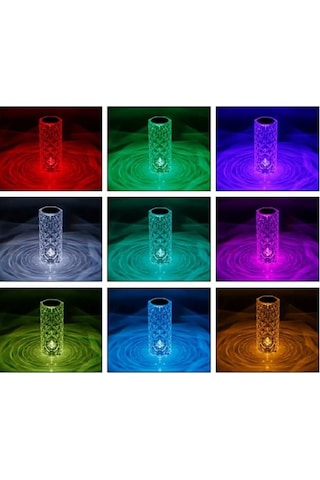 Dokunmatik Kristal Lamba 16 Renk Rgb Uzaktan Kumandalı Usb Şarjlı Led Masa Lambası Gece Lambası Çok Renkli